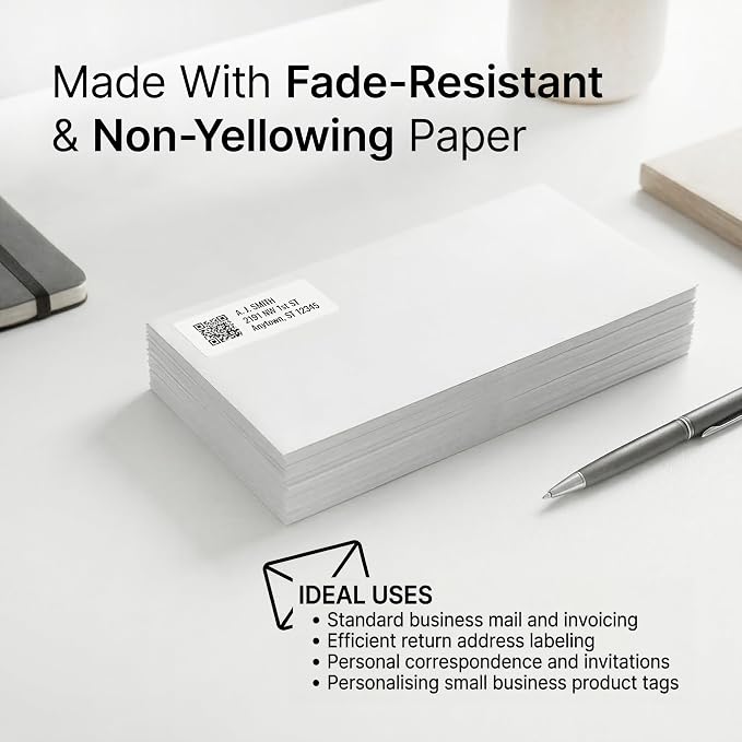 1.75" X 0.5" Matte White Return Address Labels (30 Sheets, 2400 Stickers) Mailing Labels for Envelopes, File Folder Stickers for Laser & Inkjet Printers - Spartan Industrial Template R002