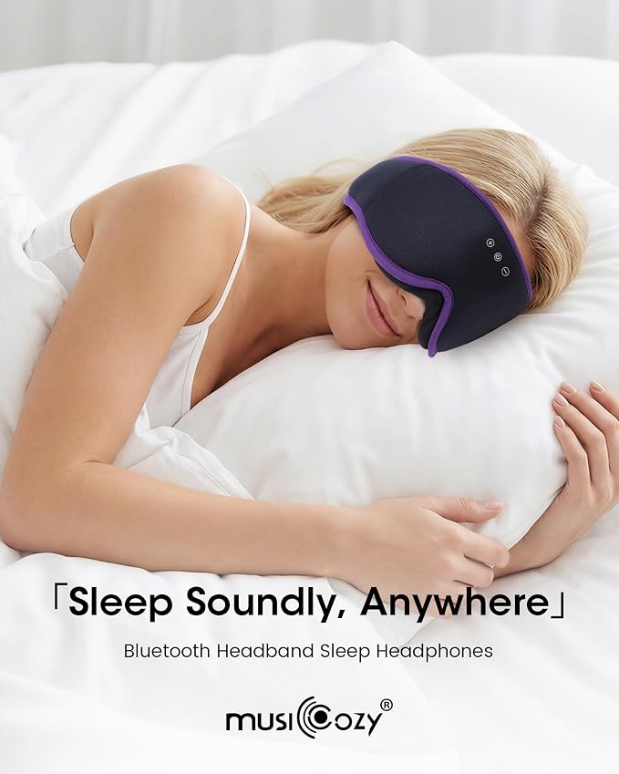 MUSICOZY Sleep Mask with Bluetooth Headphones, 3D Wireless Sleeping Eye Masks, Bluetooth Eye Masks 14-Hour Playtime, Ultra-Soft Breathable, Perfect for Side Sleepers, Women Men(Royal Purple)