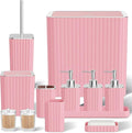 Bathroom Accessory Set - Bathroom Set, 12PC Bathroom Accessories Set, Pink Bathroom Accessories Set, Mini Trash Can, Toilet Brush, Trash Can & Soap Dispenser
