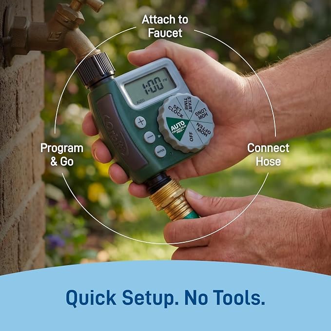 Orbit Programmable Digital Hose Watering Timer - 1 Outlet - Battery Powered - with LCD Screen - Built-in Rain Delay - Water-Resistant - 62061 (5-Pack 1 Outlet)