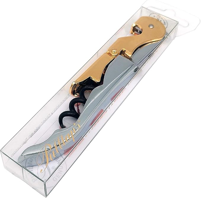 Pulltap's Genuine Slider 900 Waiter's Corkscrew – Double-Hinged Wine Key with Sliding Foil Cutter – Patented Design – Made in Spain – Cromado y Dorado (Chrome & Gold)