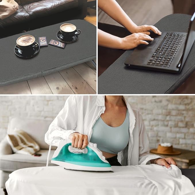 Small Ironing Board Foldable 31"x12" Black | BlissBoard Tabletop Iron Board with Cover and Pad, Metal Frame Mini Countertop Iron Table for Space Saving