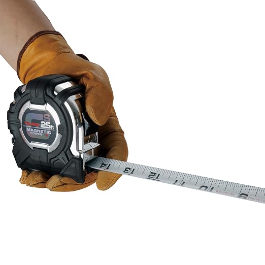 TAJIMA Tape Measure - 25ft x 1in GS-Lock Measuring Tape with Dual Magnetic Power & Compatible Clip - GS-SC25BW