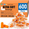 AZEN 600 Pairs Ear Plugs, NRR 32dB Soft Foam Ear Plugs for Sleeping Noise Cancelling, Earplugs for Concerts Shooting Swimming Noise Reduction,Individually Wrapped (Orange)