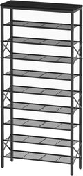 YATINEY 10 Tier Shoe Rack, Large Capacity Shoe Storage Organizer Holds 40 Pairs, Sturdy and Stable, for Entryway, Hallway, Closet, Dorm Room, Black SS10BB
