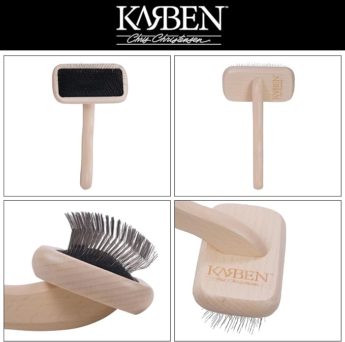 Chris Christensen Karben II Slicker Brush for Dogs, Groom Like a Professional, Ideal For All Coat Types, Remove Shedding Coat, Tangles and Dead Undercoat, 17 mm Stainless Steel Pins, Small