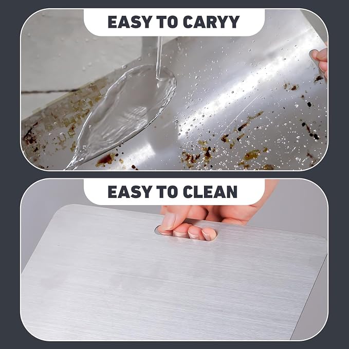 Stainless Steel Cutting Board Set of 3,Non Toxic Cutting Boards for Kitchen | Metal Cutting Board Dishwasher Safe and Hygienic Heavy Duty Chopping Board for Meat Vegetable Fruit(15"x 11",13"x 9",10"x 6")
