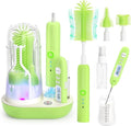 Electric Bottle Brush Cleaner,Wireless Charging Electric Baby Bottle Brush Cleaner,Nipple/Straw/Bottleneck Brush,Food Thermometer,Formula Mixer-IPX7 Waterproof,Travel Bottle Cleaner Kit for Newborn