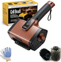 Electric BBQ Grill Brush,3000mAh Electric Grill Cleaner for Outdoor Grill, 2-Speed Power, Type-C Charging, 2 Brush Heads & LED Light, Motorized Grill Cleaning Brush for Camping & Family BBQ (Brown)