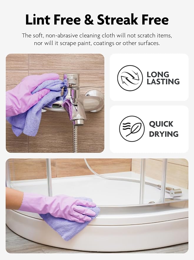 Fantasticlean Microfiber Cleaning Cloth Roll -75 Pack, Tear Away Microfiber Towels, 12" x 12", Reusable, Washable, Scratch Free, Ultra Absorbent Dishcloth for All-Around Cleaning Supplies (Lavender)