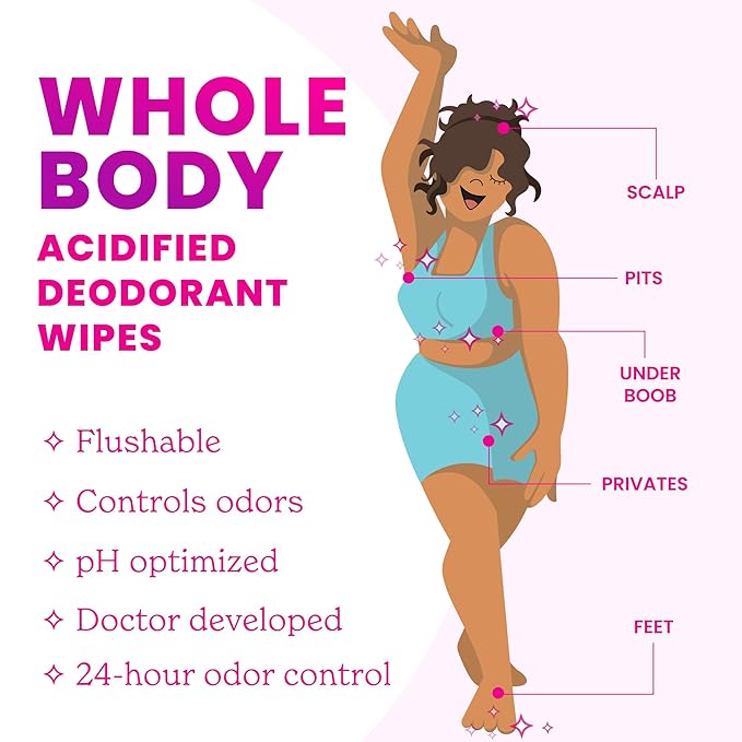 Lume Acidified Deodorant Wipes - 24 Hour Odor Control - Whole Body Deodorant Wipes - Aluminum Free, Baking Soda Free, Skin Loving - Flushable - 15 Count - 3 Pack (Soft Powder)