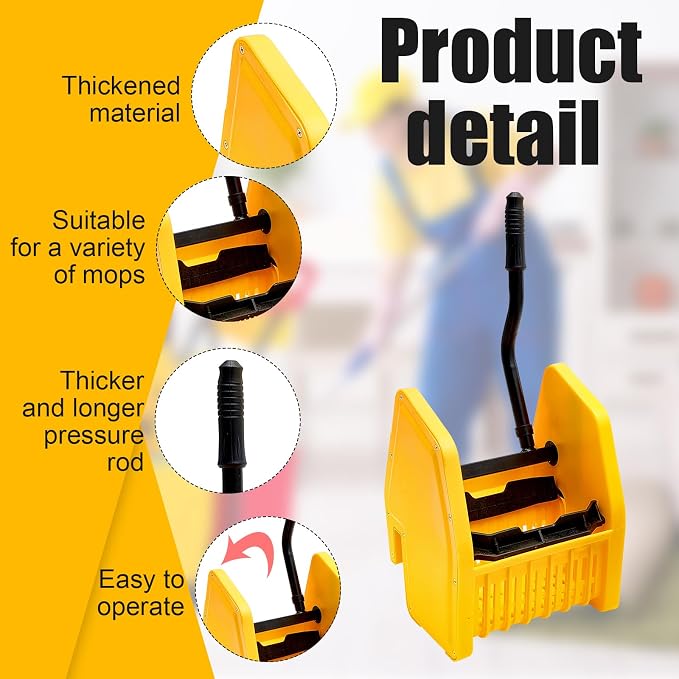 Sasylvia Yellow Mop Wringer Replacement Down Press Mop Bucket Wringer Industrial Cleaning Accessories for Commercial Floor Mopping Buckets Restaurant Supplies, 26quart or 33 Quart(Down Press)