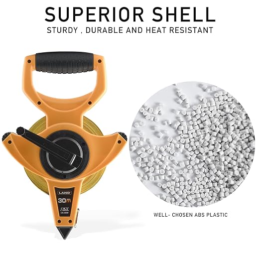 LAND 100FT/30M Heavy Duty Fiberglass Tape Measure - 1/2-Inch Wide, Dual Inch/Metric Scale, Durable Open Reel Measuring Tape for Surveying, Engineering, Runway Construction