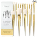 DUcare 15 Piece Professional Makeup Brush Set | Silver-Gold Radiance Synthetic Brushes for Full Face Eye, Complete Cosmetic Kit with Reusable Storage Holder