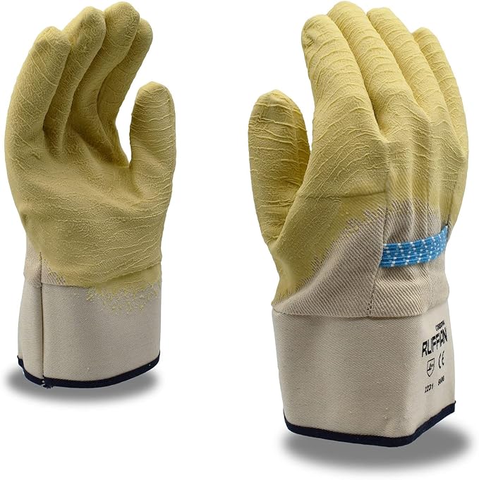 Cordova 5600 Ruffian Premium Rubber Dipped Gloves, Canvas Lined, Crinkle Finish, Safety Cuff, Large, 12-Pack Bulk Work Gloves