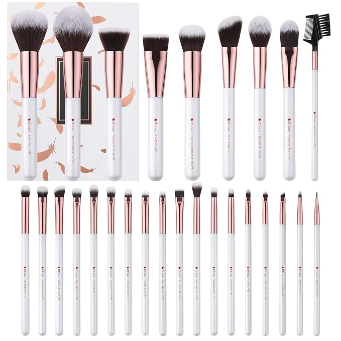 DUcare 27Pcs Makeup Brushes Professional Makeup Brush Set | Face and Eye Brush Set Ultra soft hair Foundation, Concealer, Blush, Contour, Blending, Eyeshadow Khaki Brush kit