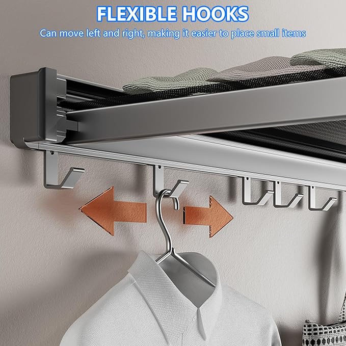 Invisible Stretch Laundry Rack Small Storage Multiple Garment Hanging Aluminum Foldable Clothing Dryer Net for Indoor Rusts Clothing Rack