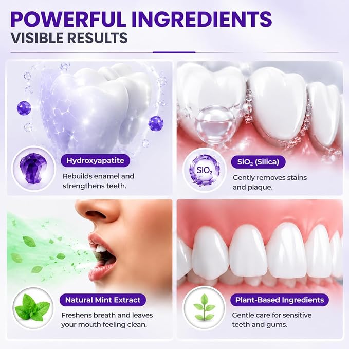 Tooth Refresh Toothpaste, Fluoride-Free, 5 Pack | Whitening Hydroxyapatite Toothpaste, Natural Oral Care, Enamel Repair & Stains Removal, Mom & Dad Gifts