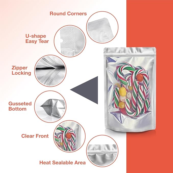 BELLE KR® 3x5 Small Mylar Bags for Freeze Dried Candy - Pack Of 200-4 Mil Thick - Clear Mylar Bags with See Through Window for Freeze Drying