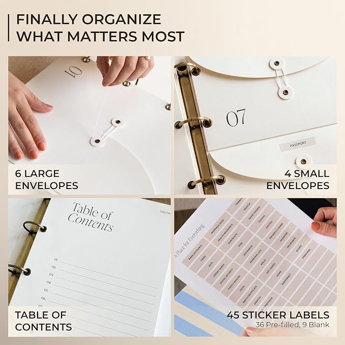 Document Organizer Binder for Important Papers & Passports, Cloud