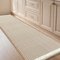 IM HOME Waffle Bath Mat Brown & Cream 5'x2', Boho Woven Modern Bath Mat Rugs, Absorbent Non Slip Bathroom Rugs, Soft Washable Bath Rugs with Tassels for Bathroom, Bedroom, Kitchen, Shower, Tub