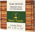 Premium Teak Wood Cutting Board 20×15 Inch, Extra Thick 1.5 Inch Edge Grain Butcher Block for Meat & Carving, Large Wooden Non-toxic Cutting Board with Juice Groove & Handles by New M Way