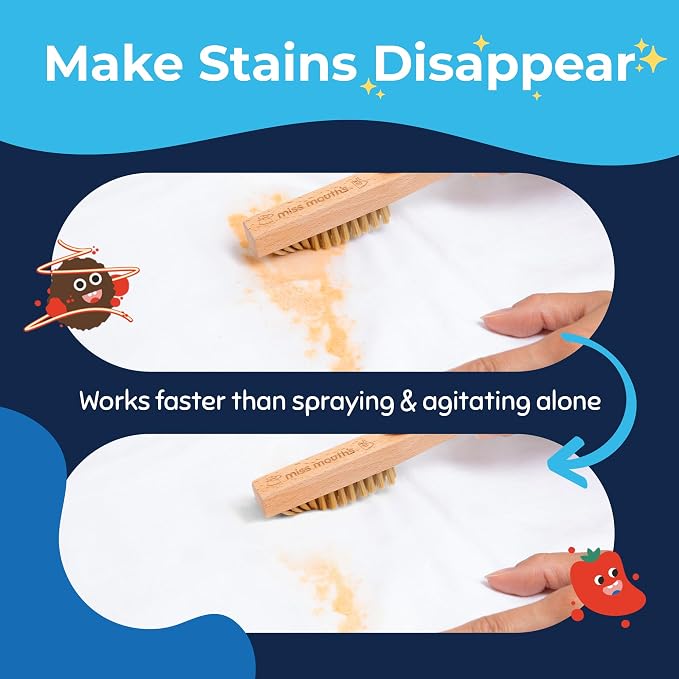Miss Mouth's Messy Eater Stain Treater 16oz Spray & Laundry Brush - Gentle Scrub for Spot Cleaning, Pre-Treating Baby Clothes & Delicates