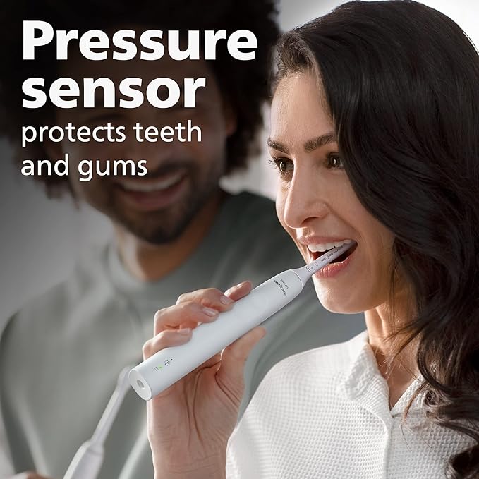 Philips Sonicare 4100 Electric Rechargeable Power Toothbrush, White, with Genuine Philips Sonicare Optimal Plaque Control Replacement Toothbrush Heads, White, 3 Pack