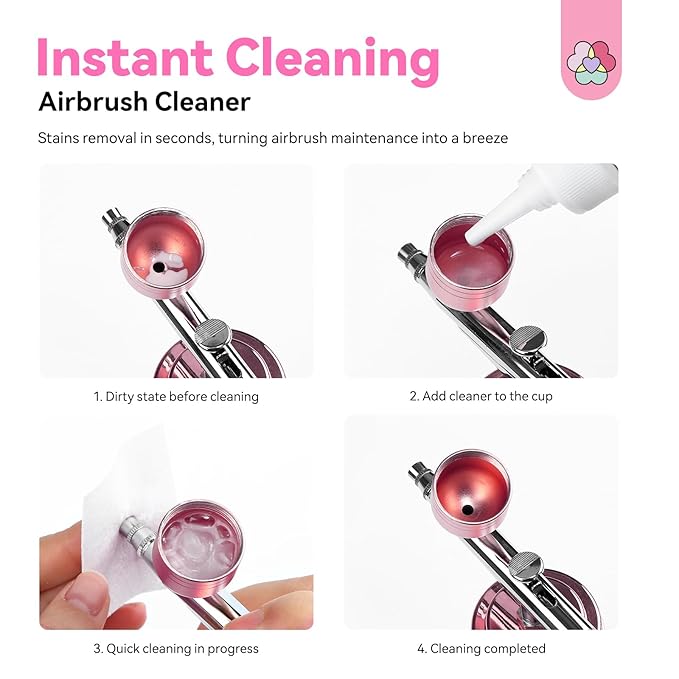SAVILAND Airbrush Cleaner Solution 8.12 fl. oz: Low-Odor, Quick Clean for Water-Based Acrylic Paint, Gel Nail Polish & Watercolor, Prevent Clogging, Salon & Home Use