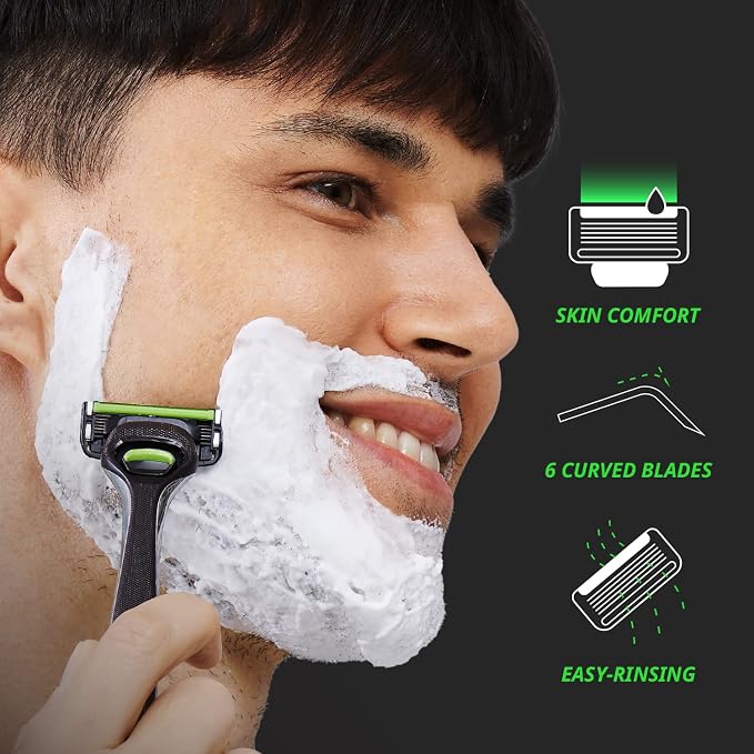 Dorco Pace 6 Pro - Six Blade Razor System with Trimmer - 10 Pack (1 Handle + 10 Cartridges)