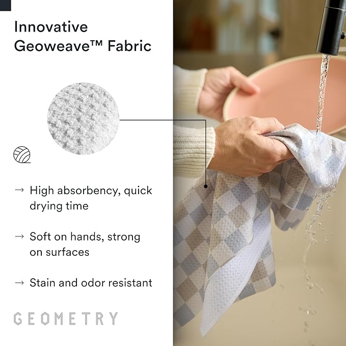 GEOMETRY Kitchen Tea Towels - Quick Dry Microfiber Dish Towels for Kitchen - Ensemble Neutre 18" x 30" - 2 Pack