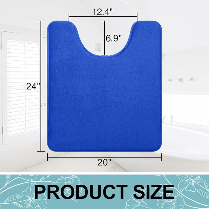 Smiry Memory Foam Toilet Rugs U-Shaped 24x20, Extra Soft Absorbent Non-Slip Contour Bathroom Rugs, Machine Washable Bath Mats for Toilet, Royal Blue