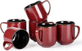 LERATIO Ceramic Coffee Mugs Set of 6,12oz Handmade Coffee Mugs Set | Large Handle for Cappuccino/Latte/Tea/Hot Cocoa,Oven &Dishwasher & Microwave Safe-Red