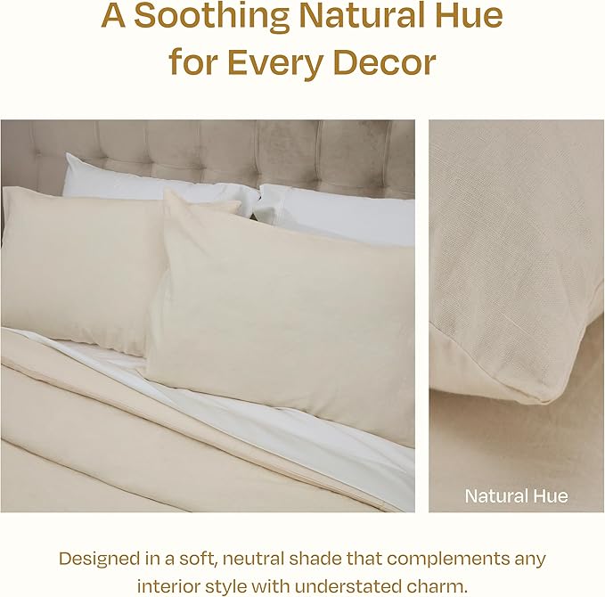 California Design Den Oversized King Duvet Cover Set, 3 Pc Set with Pillow Shams Textured Natural Duvet Cover, 120" x 98" to Fit Oversized King Duvet (Linen-Natural)