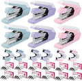 Deli Stapler, Effortless Staplers for Desk, 40-50 Sheet Capacity Heavy Duty, One Touch, No Effort, Easy to Load, with 1500 Staples & Staple Remover, 6 Pack, 3 Colors