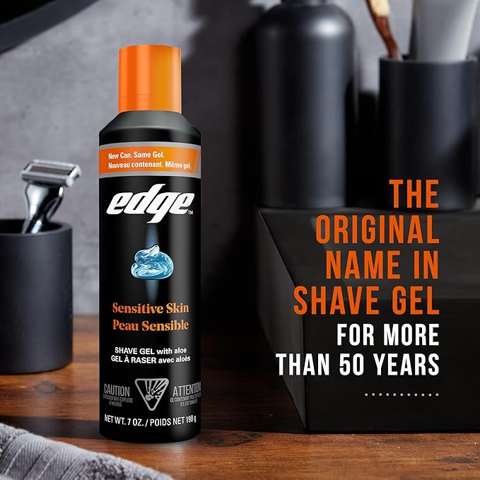Edge Shaving Gel for Men, Sensitive Skin with Aloe, 6 Pack, Moisturizes, Protects, Soothes, Reduces Skin Irritation