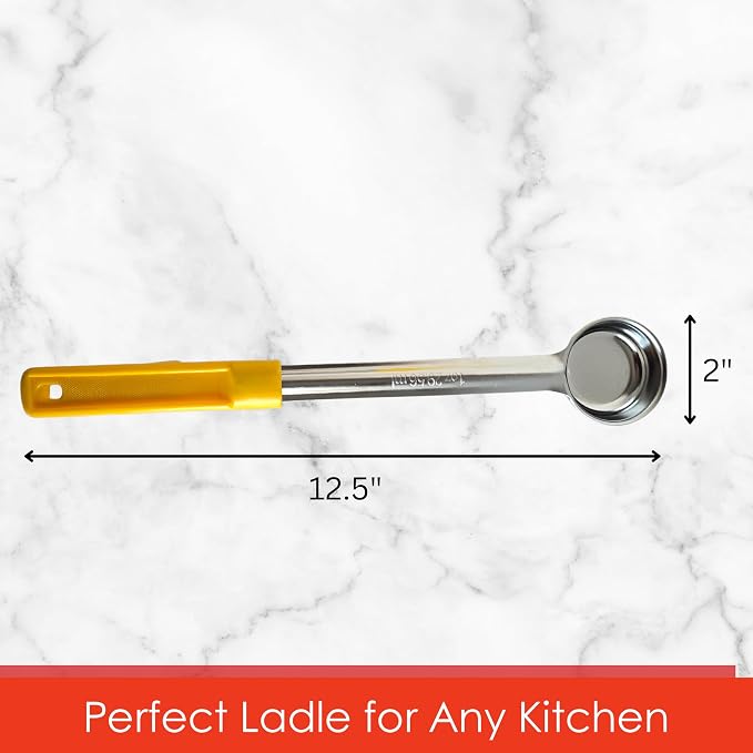 1 oz Solid Stainless Steel Portion Control Ladle Spoon | Commercial-Grade Spoodle for Portioning & Serving - Soups, Sauces & Buffet Service. Color-Coded by Size. Dishwasher Safe.