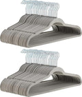 Amazon Basics Slim Velvet Non-Slip Space Saving Suit Clothes Hangers for Closet Organization, Gray/Silver, 100-Pack