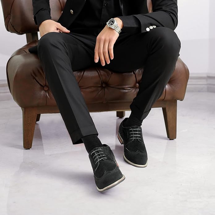 Mens Classic Cap Toe Dress Shoes Oxford for Office | Polished PU Outer Shell,Ventilated Comfortable Latex Insole. Formal Footwear Suited for Office Engagements ,Outings,Weddings