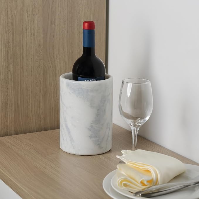 BCS Marble Wine Bottle Chiller - Versatile Wine Chillers for Bottles - Applicable to Kitchen Utensil Holder/Makeup Brush Holder/Pen Holder for desk That Also Serves as Lamp Shade