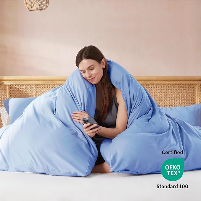 Nestl Calm Blue Duvet Cover King Size - Soft Double Brushed King Duvet Cover Set, 3 Piece, with Button Closure, 1 Duvet Cover 104x90 inches and 2 Pillow Shams