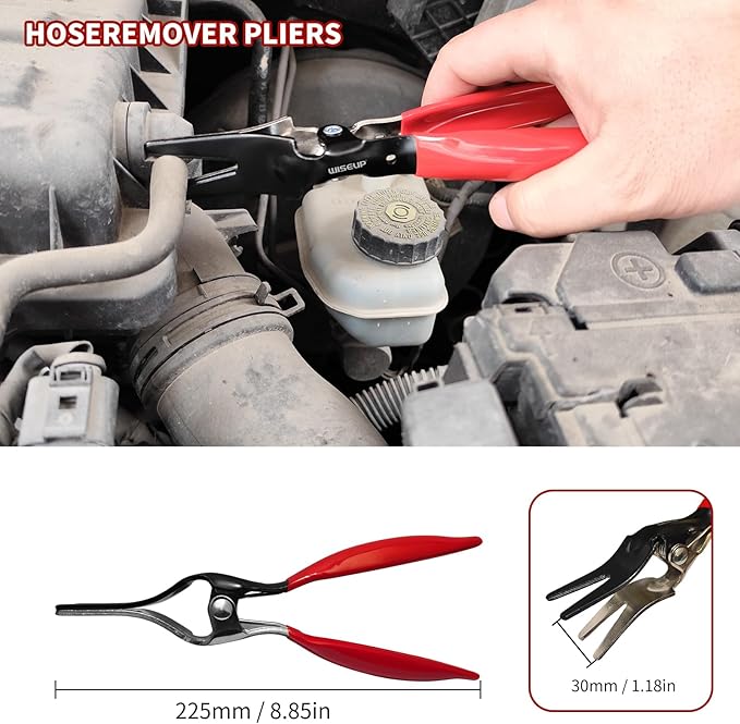 WISEUP 8-Piece Fuel Line Disconnect Tool Set – Fuel Line/Hose Clamp/Removal Pliers, Electrical Disconnect/Push Pin Tools, Relay Puller, Panel Clip Remover & Filter Caliper
