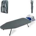 Metal Mesh Panel Tabletop Ironing Board | Foldable Iron Board | Heavy Duty Small Iron Board with Heat Resistant Cover and 100% Cotton 8mm Thicken Pad (Grey)