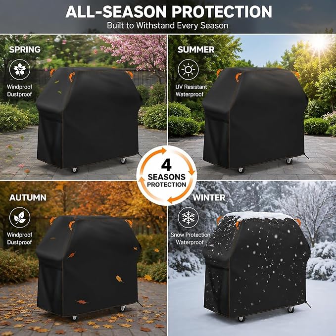 Grill Cover for Cuisinart Woodcreek 4-in-1 Pellet Grill, Gas Grill Protector Charcoal Smoker Canopy Outdoor Cooking Stove Guard Gridiron Wrap Tools Accessories,B