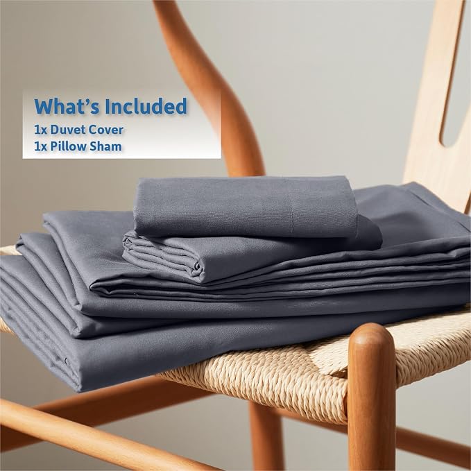 Nestl Twin Duvet Cover Set - Soft Double Brushed Dark Grey Duvet Cover Twin XL, 2 Piece, with Button Closure, 1 Duvet Cover 68x90 inches and 1 Pillow Sham