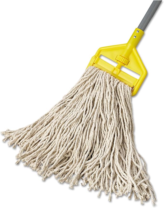 Rubbermaid Commercial Products Premium Cut-End Cotton Mop, 16-Ounce, 1-Inch Headband, Heavy Duty Wet Mop for Floor Cleaning Office/School/Stadium/Bathroom, Pack of 12