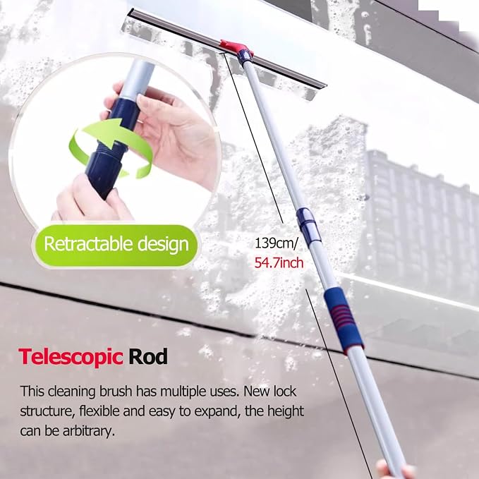 14 18 24 36 Inch Long Squeegee Window Cleaner 2 in 1, Portable Reusable Window Cleaning Tool Kit/ Window Washer, with 1 Telescopic Rod, for Shower Glass Door/ Mirror ( Size : 35cm/13.8inch long Squeeg