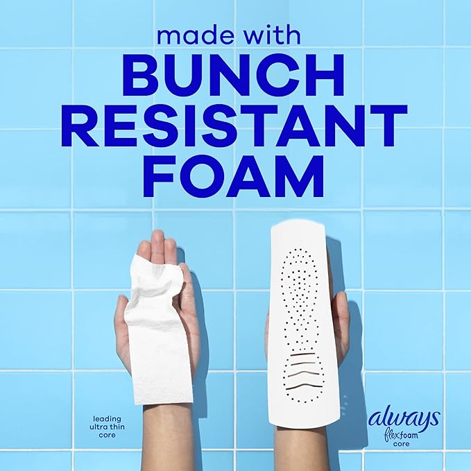 Always Infinity Feminine Pads for Women, Flexfoam Pads with Wings, Size 1, Regular Absorbency, Unscented, 108 Count (3 Packs of 36)