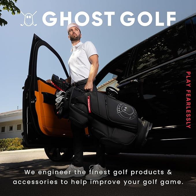 Ghost Golf Magnetic Golf Club Brush with Water Reservoir & Shoe Brush - Dual Head Groove Cleaner, Nylon Bristle, Retractable Carabiner Clip - Golf Cleaning Tool for Irons, Wedges & Golf Shoe Cleats