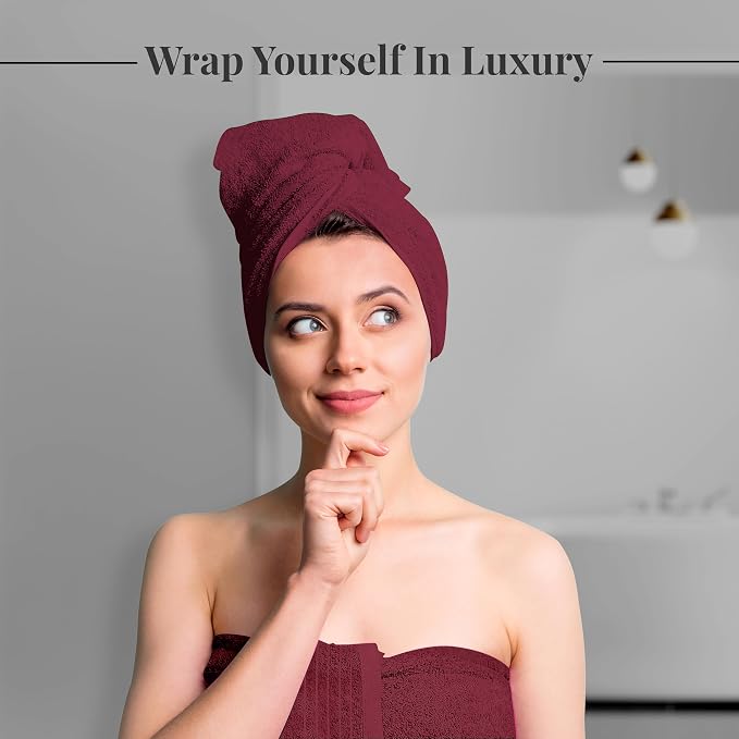 Tens Towels 4 Piece Extra Large Bath Towels 30 x 60 Inches, Burgundy | 100% Cotton, Larger & Lighter Weight, Quicker to Dry, Super Soft and Absorbent, Perfect for Bathroom